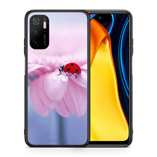 Θήκη Xiaomi Redmi Note 10 5G/Poco M3 Pro Ladybug Flower από τη Smartfits με σχέδιο στο πίσω μέρος και μαύρο περίβλημα | Xiaomi Redmi Note 10 5G/Poco M3 Pro Ladybug Flower case with colorful back and black bezels
