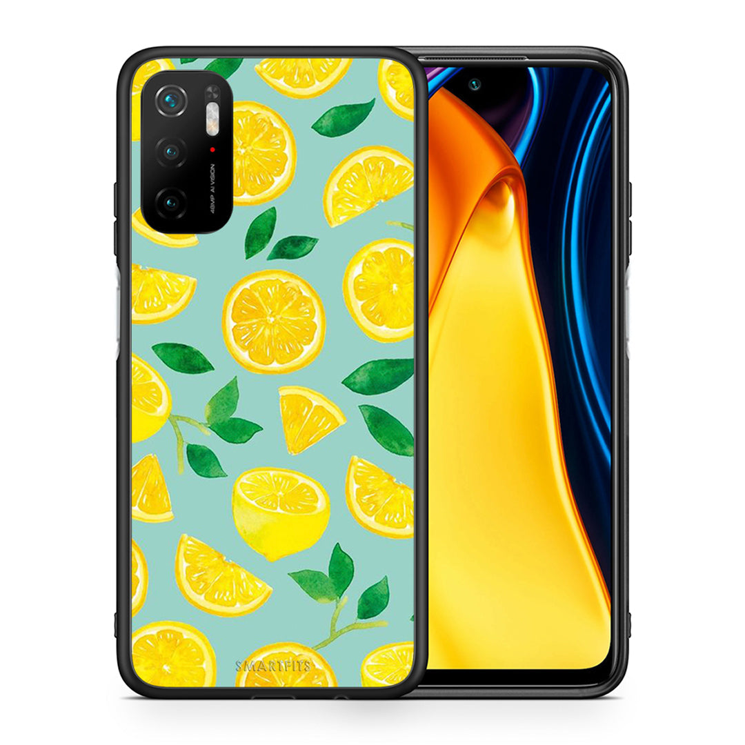 Θήκη Xiaomi Redmi Note 10 5G/Poco M3 Pro Lemons από τη Smartfits με σχέδιο στο πίσω μέρος και μαύρο περίβλημα | Xiaomi Redmi Note 10 5G/Poco M3 Pro Lemons case with colorful back and black bezels