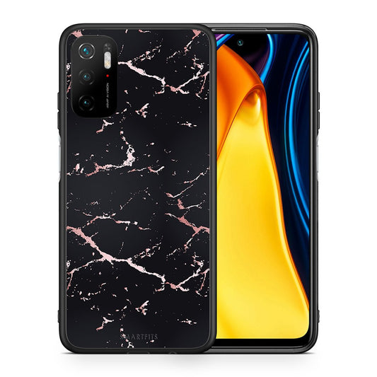 Θήκη Xiaomi Redmi Note 10 5G/Poco M3 Pro Black Rosegold Marble από τη Smartfits με σχέδιο στο πίσω μέρος και μαύρο περίβλημα | Xiaomi Redmi Note 10 5G/Poco M3 Pro Black Rosegold Marble case with colorful back and black bezels