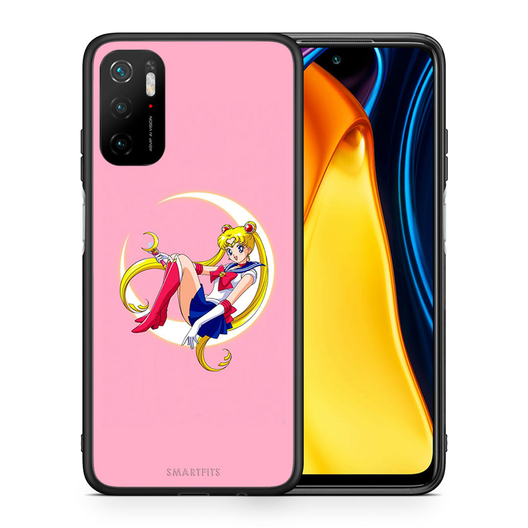 Θήκη Xiaomi Redmi Note 10 5G/Poco M3 Pro Moon Girl από τη Smartfits με σχέδιο στο πίσω μέρος και μαύρο περίβλημα | Xiaomi Redmi Note 10 5G/Poco M3 Pro Moon Girl case with colorful back and black bezels