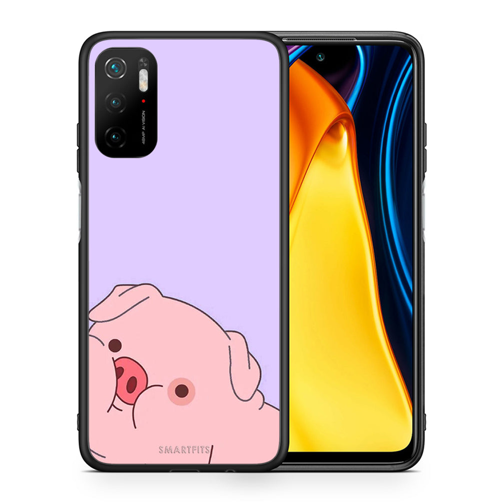 Θήκη Αγίου Βαλεντίνου Xiaomi Redmi Note 10 5G Pig Love 2 από τη Smartfits με σχέδιο στο πίσω μέρος και μαύρο περίβλημα | Xiaomi Redmi Note 10 5G Pig Love 2 case with colorful back and black bezels