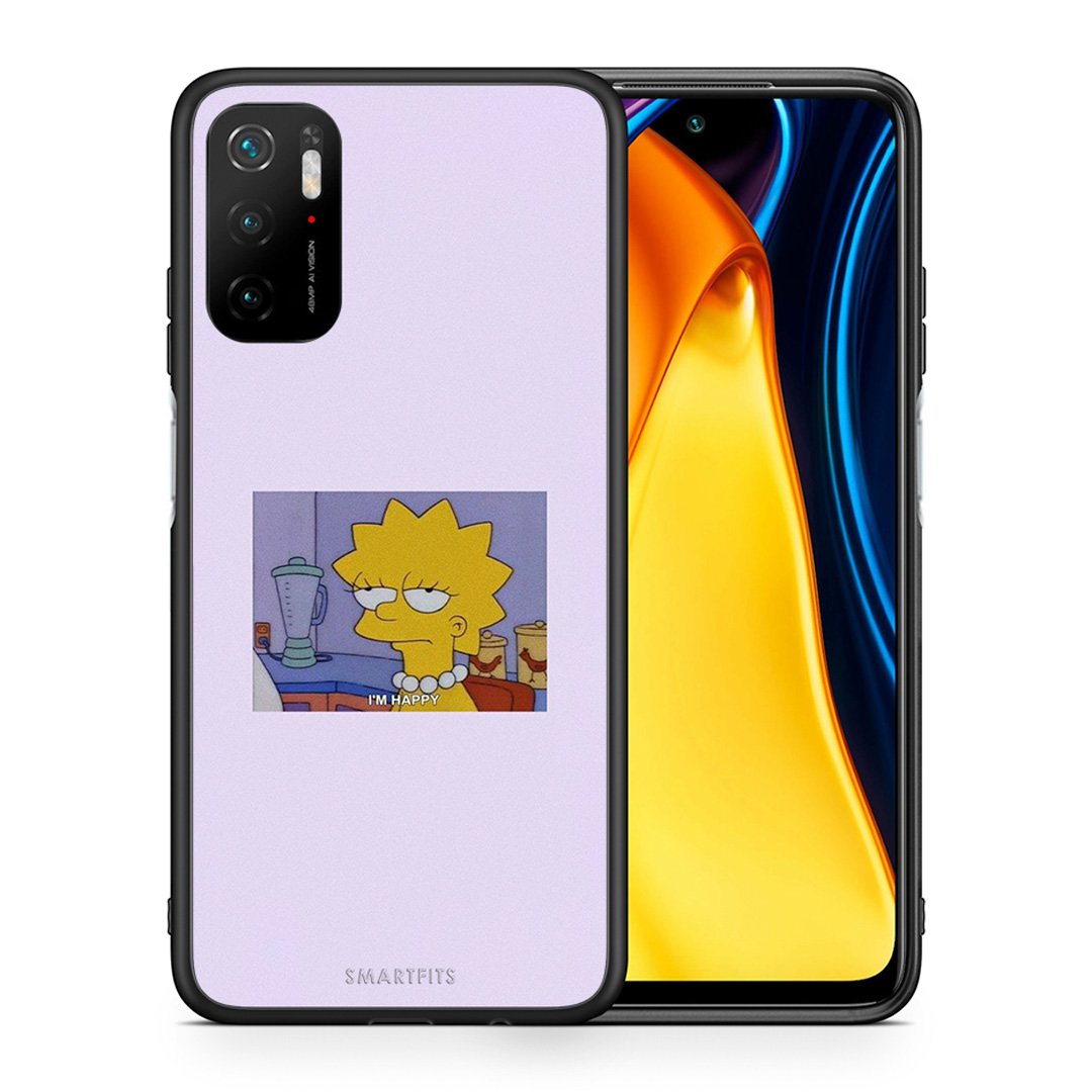 Θήκη Xiaomi Redmi Note 10 5G/Poco M3 Pro So Happy από τη Smartfits με σχέδιο στο πίσω μέρος και μαύρο περίβλημα | Xiaomi Redmi Note 10 5G/Poco M3 Pro So Happy case with colorful back and black bezels