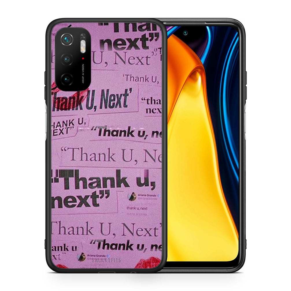 Θήκη Αγίου Βαλεντίνου Xiaomi Poco M3 Pro Thank You Next από τη Smartfits με σχέδιο στο πίσω μέρος και μαύρο περίβλημα | Xiaomi Poco M3 Pro Thank You Next case with colorful back and black bezels