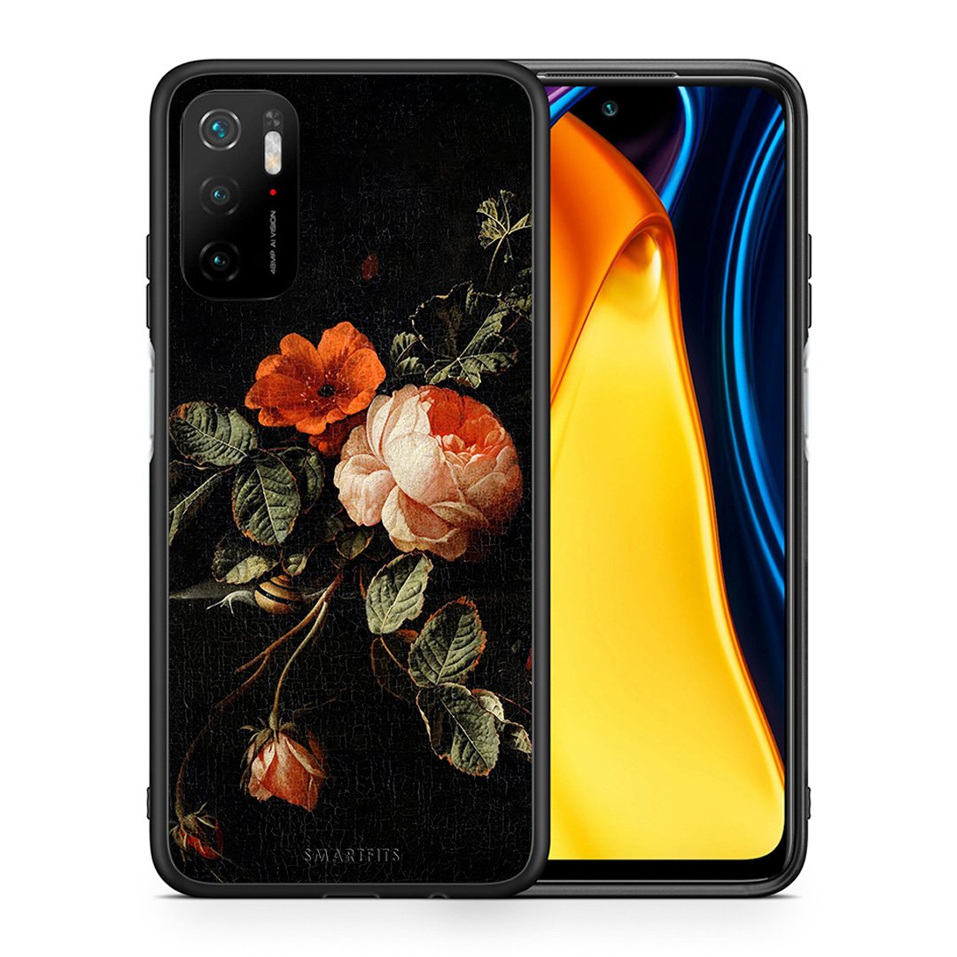 Θήκη Xiaomi Redmi Note 10 5G/Poco M3 Pro Vintage Roses από τη Smartfits με σχέδιο στο πίσω μέρος και μαύρο περίβλημα | Xiaomi Redmi Note 10 5G/Poco M3 Pro Vintage Roses case with colorful back and black bezels