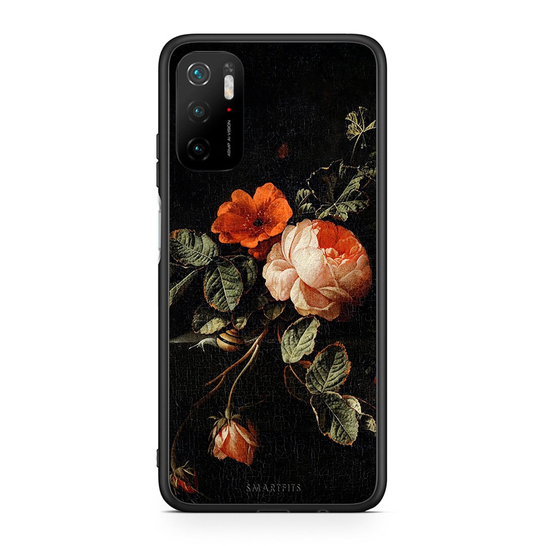 Xiaomi Redmi Note 10 5G/Poco M3 Pro Vintage Roses θήκη από τη Smartfits με σχέδιο στο πίσω μέρος και μαύρο περίβλημα | Smartphone case with colorful back and black bezels by Smartfits