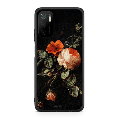Xiaomi Redmi Note 10 5G/Poco M3 Pro Vintage Roses θήκη από τη Smartfits με σχέδιο στο πίσω μέρος και μαύρο περίβλημα | Smartphone case with colorful back and black bezels by Smartfits