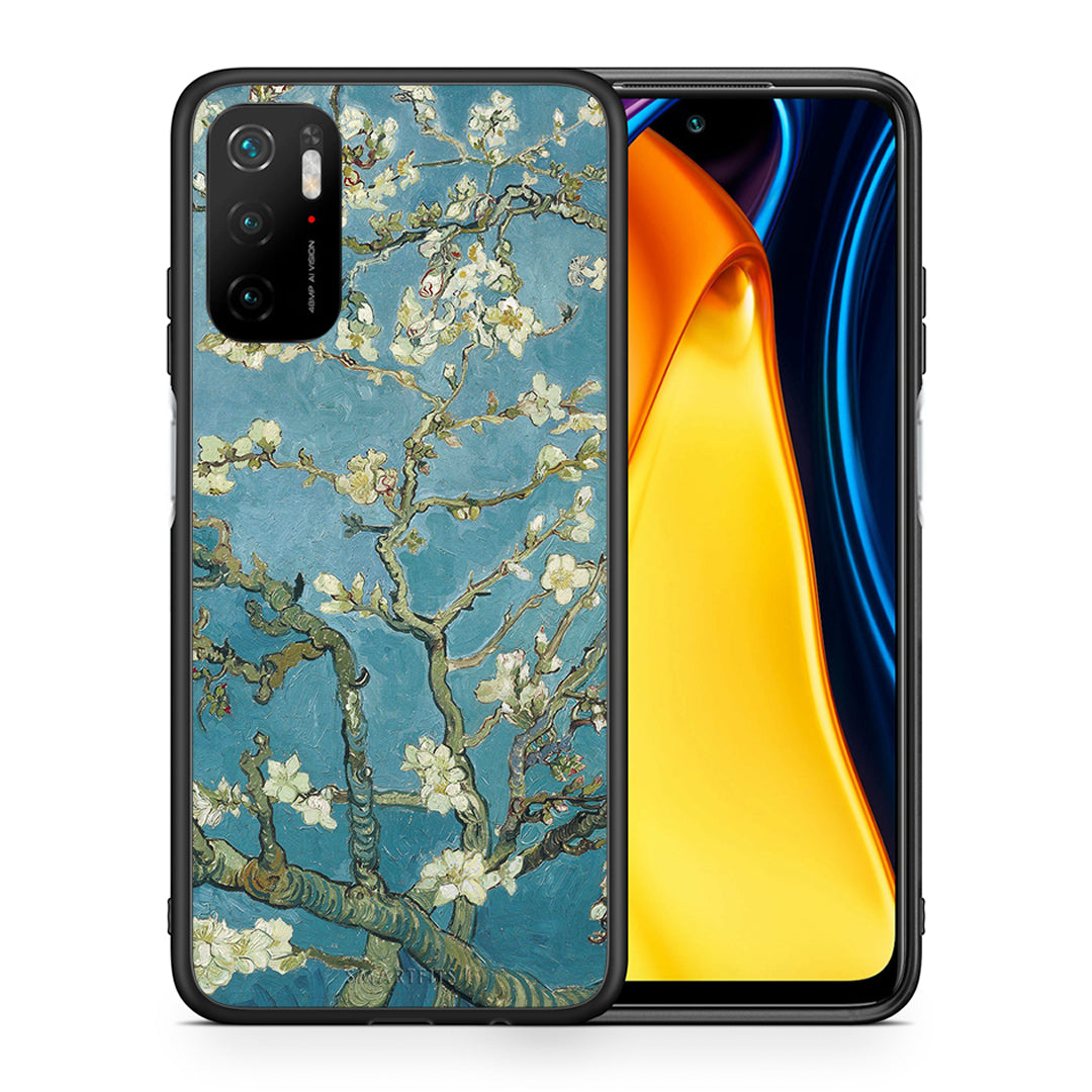 Θήκη Xiaomi Redmi Note 10 5G/Poco M3 Pro White Blossoms από τη Smartfits με σχέδιο στο πίσω μέρος και μαύρο περίβλημα | Xiaomi Redmi Note 10 5G/Poco M3 Pro White Blossoms case with colorful back and black bezels