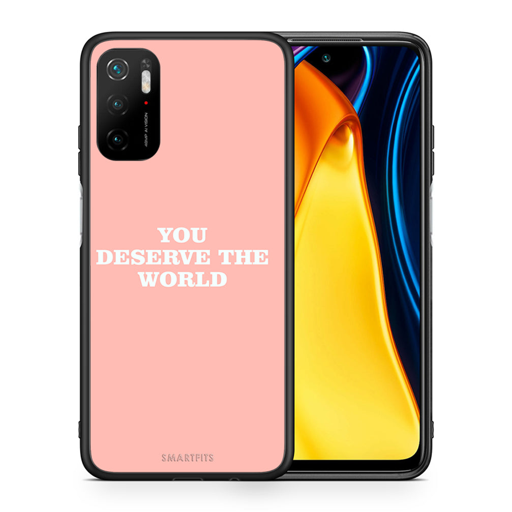 Θήκη Αγίου Βαλεντίνου Xiaomi Redmi Note 10 5G You Deserve The World από τη Smartfits με σχέδιο στο πίσω μέρος και μαύρο περίβλημα | Xiaomi Redmi Note 10 5G You Deserve The World case with colorful back and black bezels