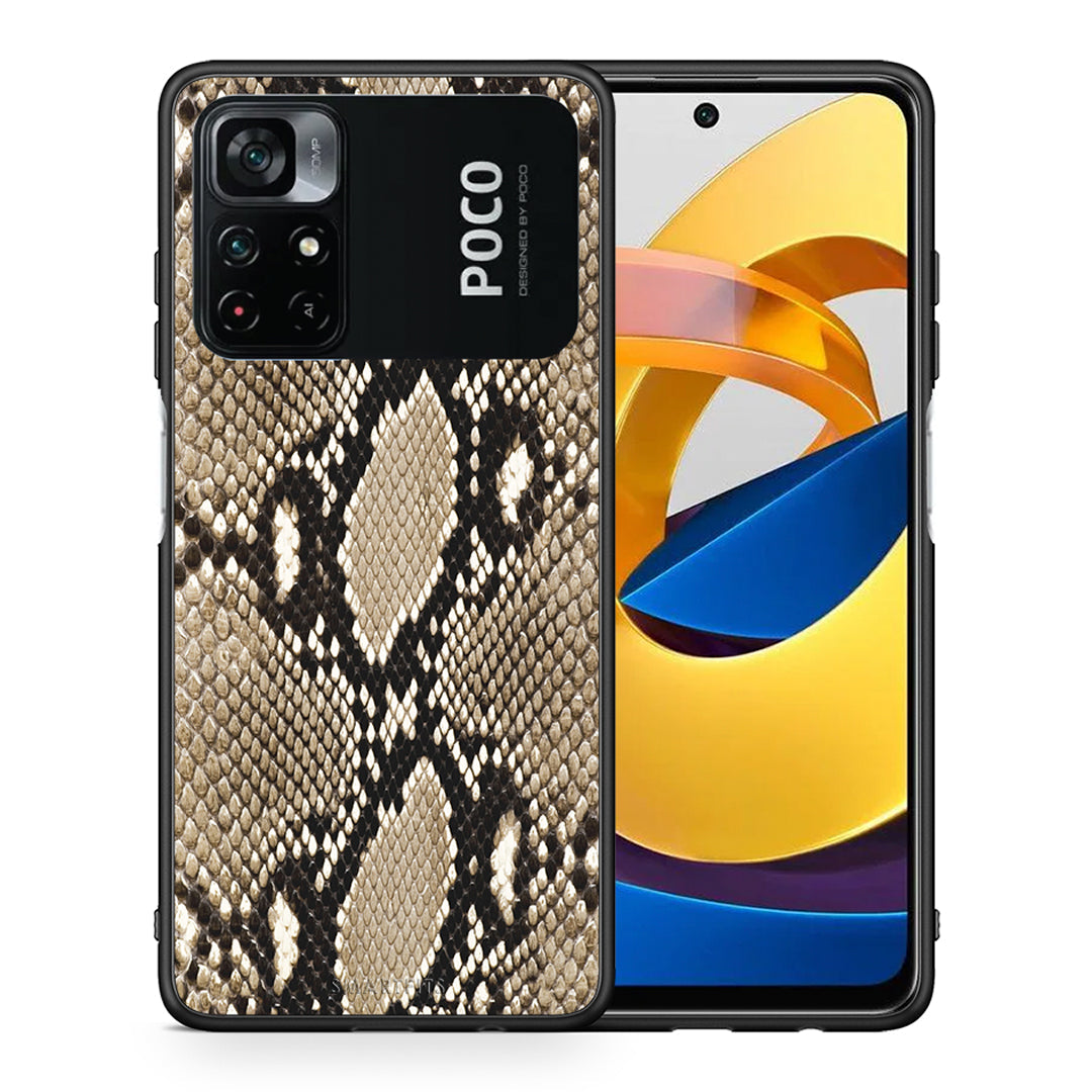 Θήκη Xiaomi Poco M4 Pro 4G Fashion Snake Animal από τη Smartfits με σχέδιο στο πίσω μέρος και μαύρο περίβλημα | Xiaomi Poco M4 Pro 4G Fashion Snake Animal case with colorful back and black bezels