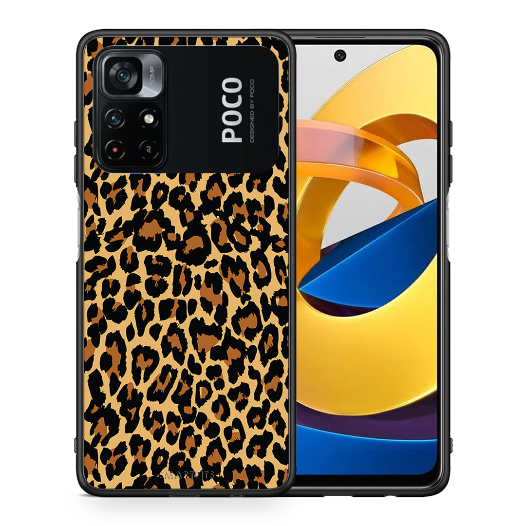 Θήκη Xiaomi Poco M4 Pro 4G Leopard Animal από τη Smartfits με σχέδιο στο πίσω μέρος και μαύρο περίβλημα | Xiaomi Poco M4 Pro 4G Leopard Animal case with colorful back and black bezels