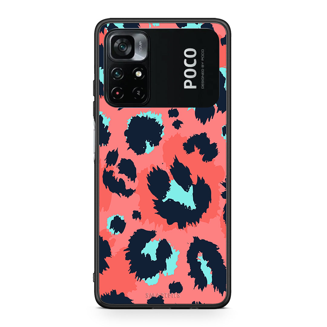 22 - Xiaomi Poco M4 Pro 4G Pink Leopard Animal case, cover, bumper