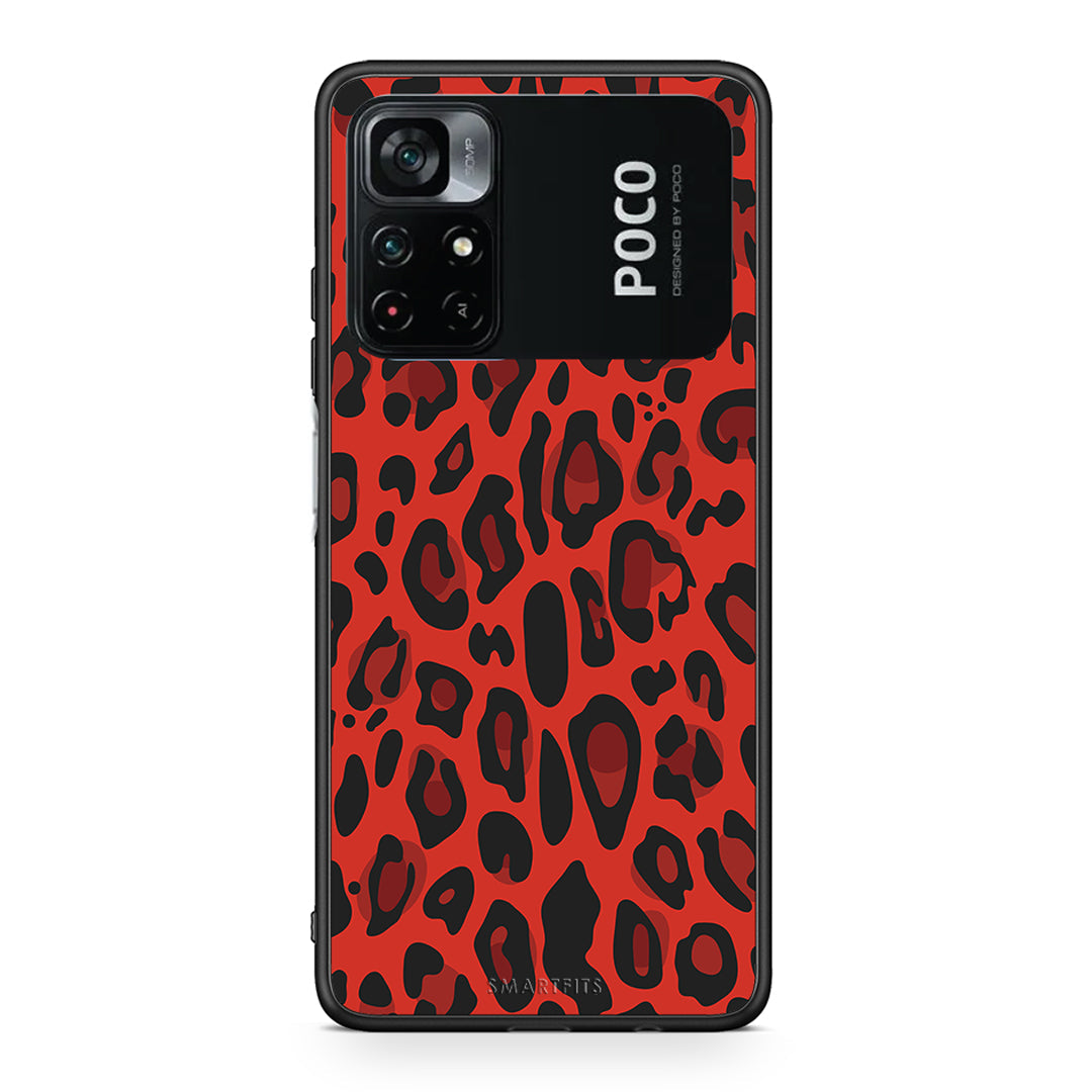 4 - Xiaomi Poco M4 Pro 4G Red Leopard Animal case, cover, bumper