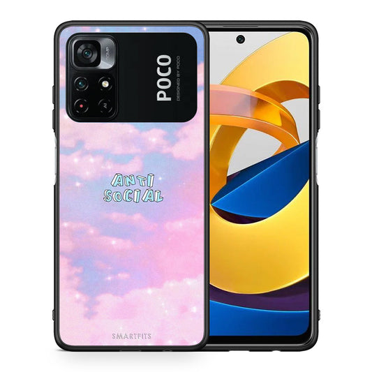 Θήκη Αγίου Βαλεντίνου Xiaomi Poco M4 Pro 4G Anti Social από τη Smartfits με σχέδιο στο πίσω μέρος και μαύρο περίβλημα | Xiaomi Poco M4 Pro 4G Anti Social case with colorful back and black bezels