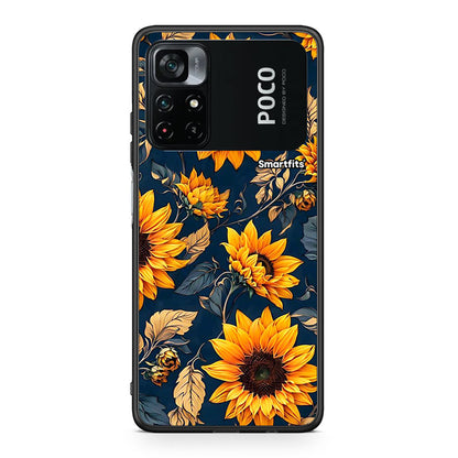 Xiaomi Poco M4 Pro 4G Autumn Sunflowers Θήκη από τη Smartfits με σχέδιο στο πίσω μέρος και μαύρο περίβλημα | Smartphone case with colorful back and black bezels by Smartfits