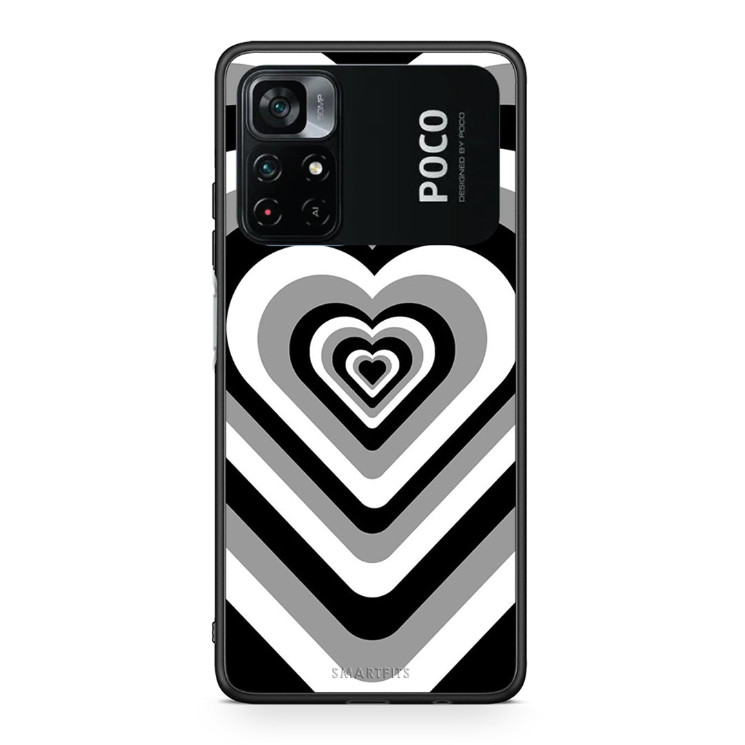 Xiaomi Poco M4 Pro 4G Black Hearts θήκη από τη Smartfits με σχέδιο στο πίσω μέρος και μαύρο περίβλημα | Smartphone case with colorful back and black bezels by Smartfits