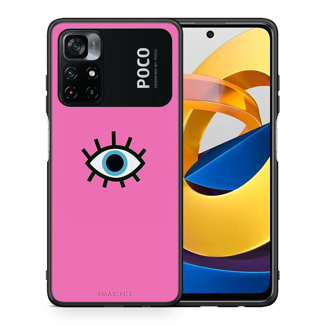 Θήκη Xiaomi Poco M4 Pro 4G Blue Eye Pink από τη Smartfits με σχέδιο στο πίσω μέρος και μαύρο περίβλημα | Xiaomi Poco M4 Pro 4G Blue Eye Pink case with colorful back and black bezels