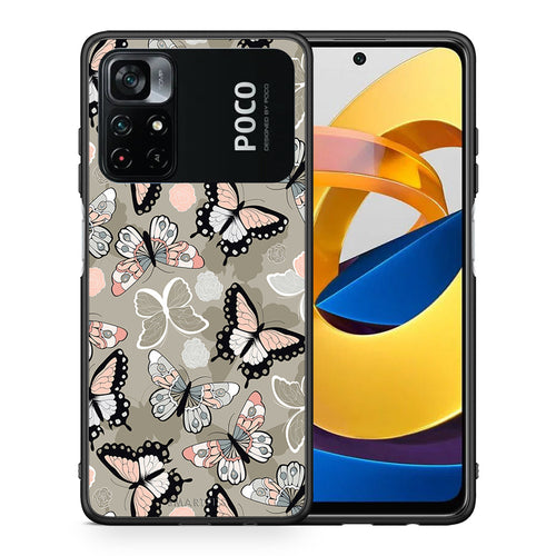 Θήκη Xiaomi Poco M4 Pro 4G Butterflies Boho από τη Smartfits με σχέδιο στο πίσω μέρος και μαύρο περίβλημα | Xiaomi Poco M4 Pro 4G Butterflies Boho case with colorful back and black bezels