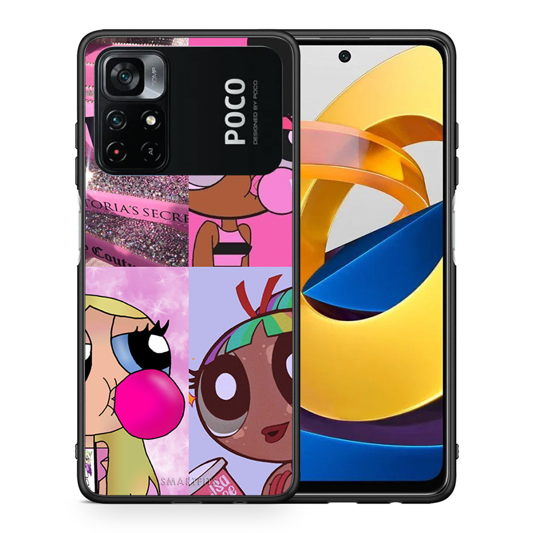 Θήκη Αγίου Βαλεντίνου Xiaomi Poco M4 Pro 4G Bubble Girls από τη Smartfits με σχέδιο στο πίσω μέρος και μαύρο περίβλημα | Xiaomi Poco M4 Pro 4G Bubble Girls case with colorful back and black bezels