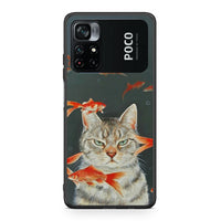 Thumbnail for Xiaomi Poco M4 Pro 4G Cat Goldfish θήκη από τη Smartfits με σχέδιο στο πίσω μέρος και μαύρο περίβλημα | Smartphone case with colorful back and black bezels by Smartfits