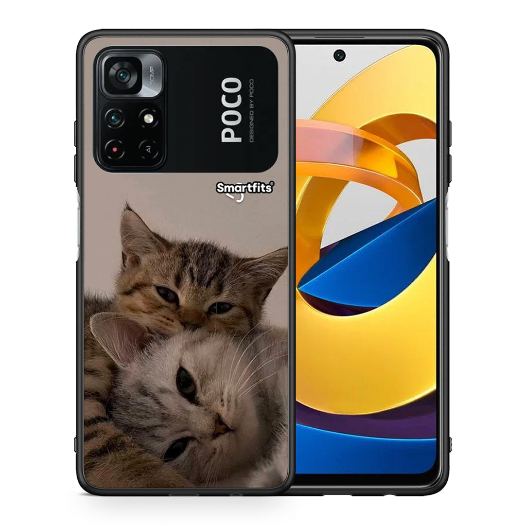 Θήκη Xiaomi Poco M4 Pro 4G Cats In Love από τη Smartfits με σχέδιο στο πίσω μέρος και μαύρο περίβλημα | Xiaomi Poco M4 Pro 4G Cats In Love case with colorful back and black bezels