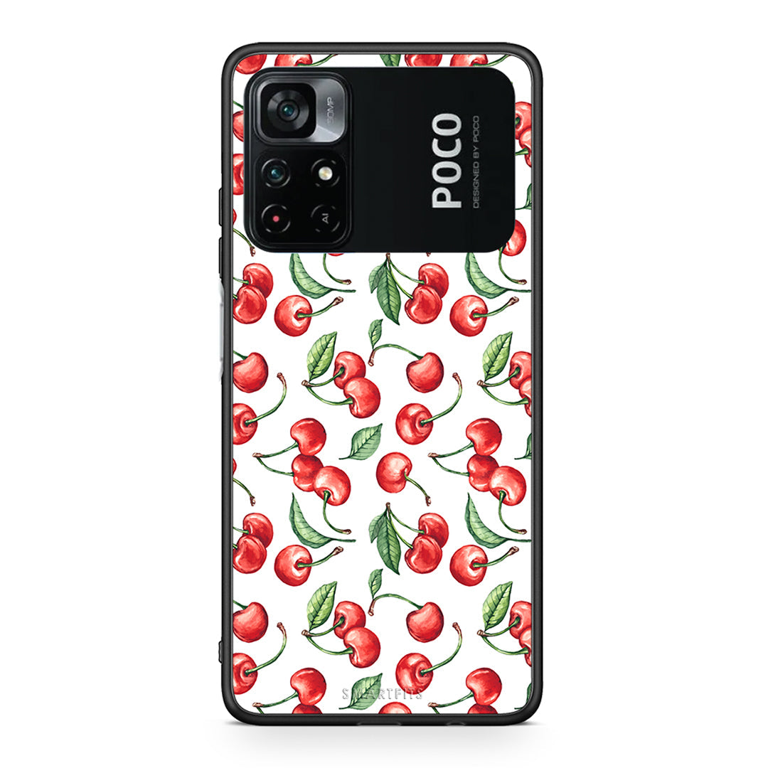 Xiaomi Poco M4 Pro 4G Cherry Summer θήκη από τη Smartfits με σχέδιο στο πίσω μέρος και μαύρο περίβλημα | Smartphone case with colorful back and black bezels by Smartfits