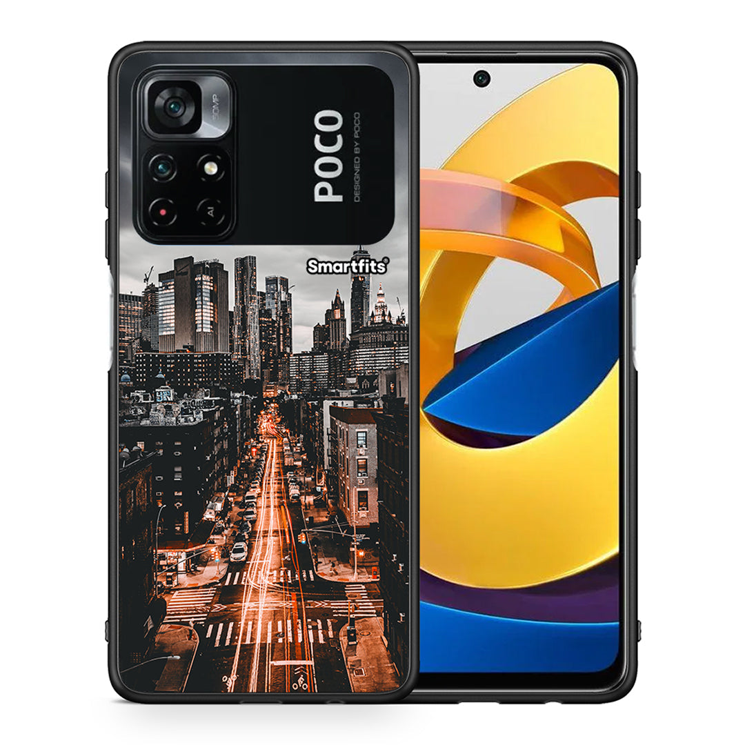 Θήκη Xiaomi Poco M4 Pro 4G City Lights από τη Smartfits με σχέδιο στο πίσω μέρος και μαύρο περίβλημα | Xiaomi Poco M4 Pro 4G City Lights case with colorful back and black bezels