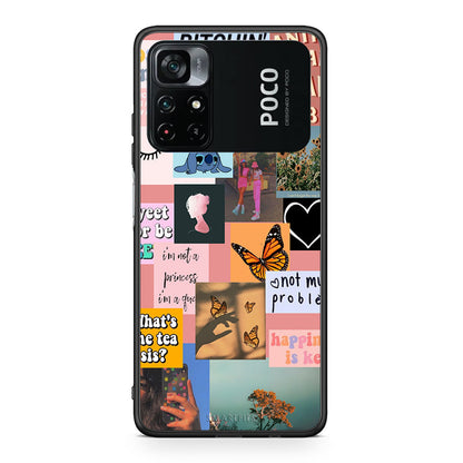 Xiaomi Poco M4 Pro 4G Collage Bitchin Θήκη Αγίου Βαλεντίνου από τη Smartfits με σχέδιο στο πίσω μέρος και μαύρο περίβλημα | Smartphone case with colorful back and black bezels by Smartfits