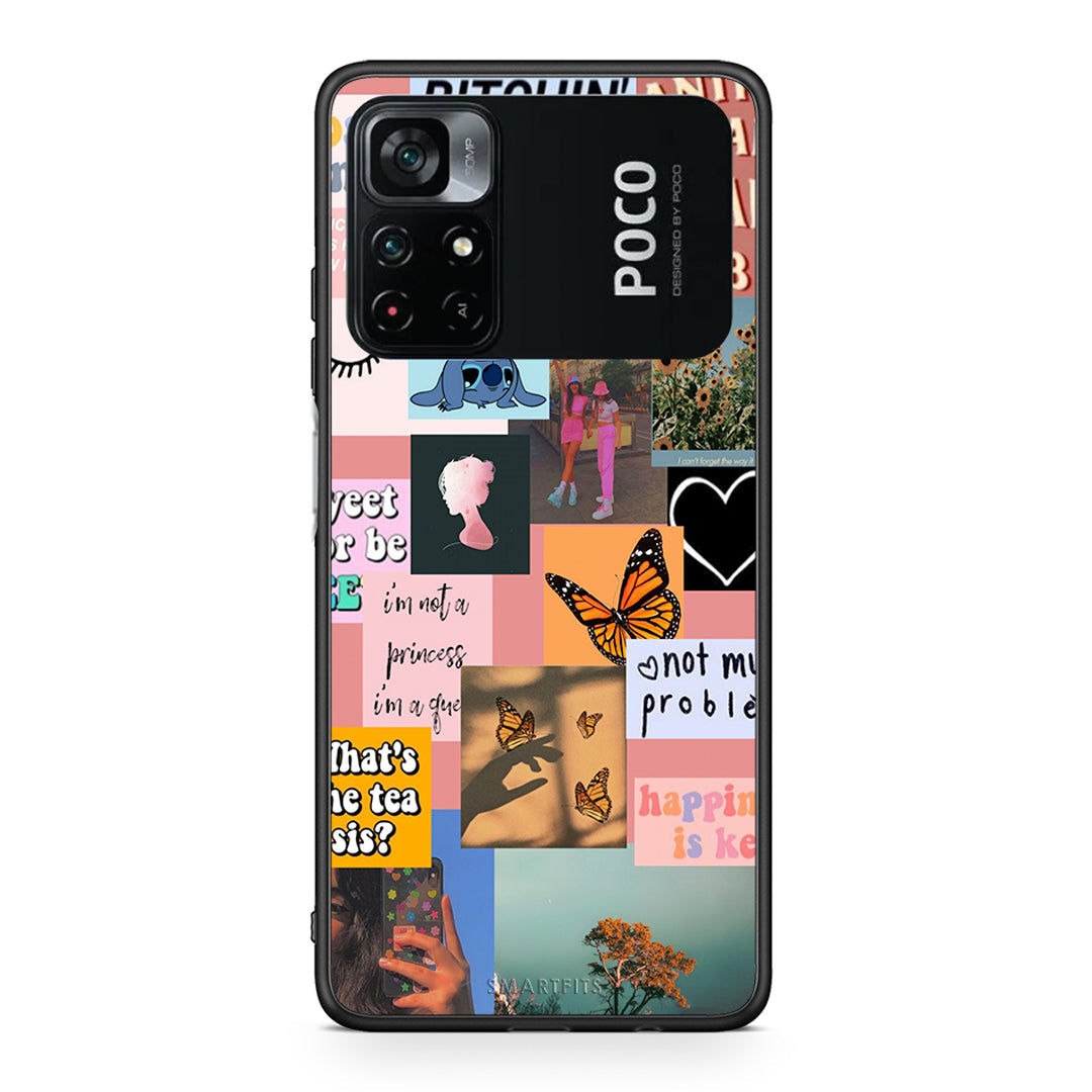 Xiaomi Poco M4 Pro 4G Collage Bitchin Θήκη Αγίου Βαλεντίνου από τη Smartfits με σχέδιο στο πίσω μέρος και μαύρο περίβλημα | Smartphone case with colorful back and black bezels by Smartfits