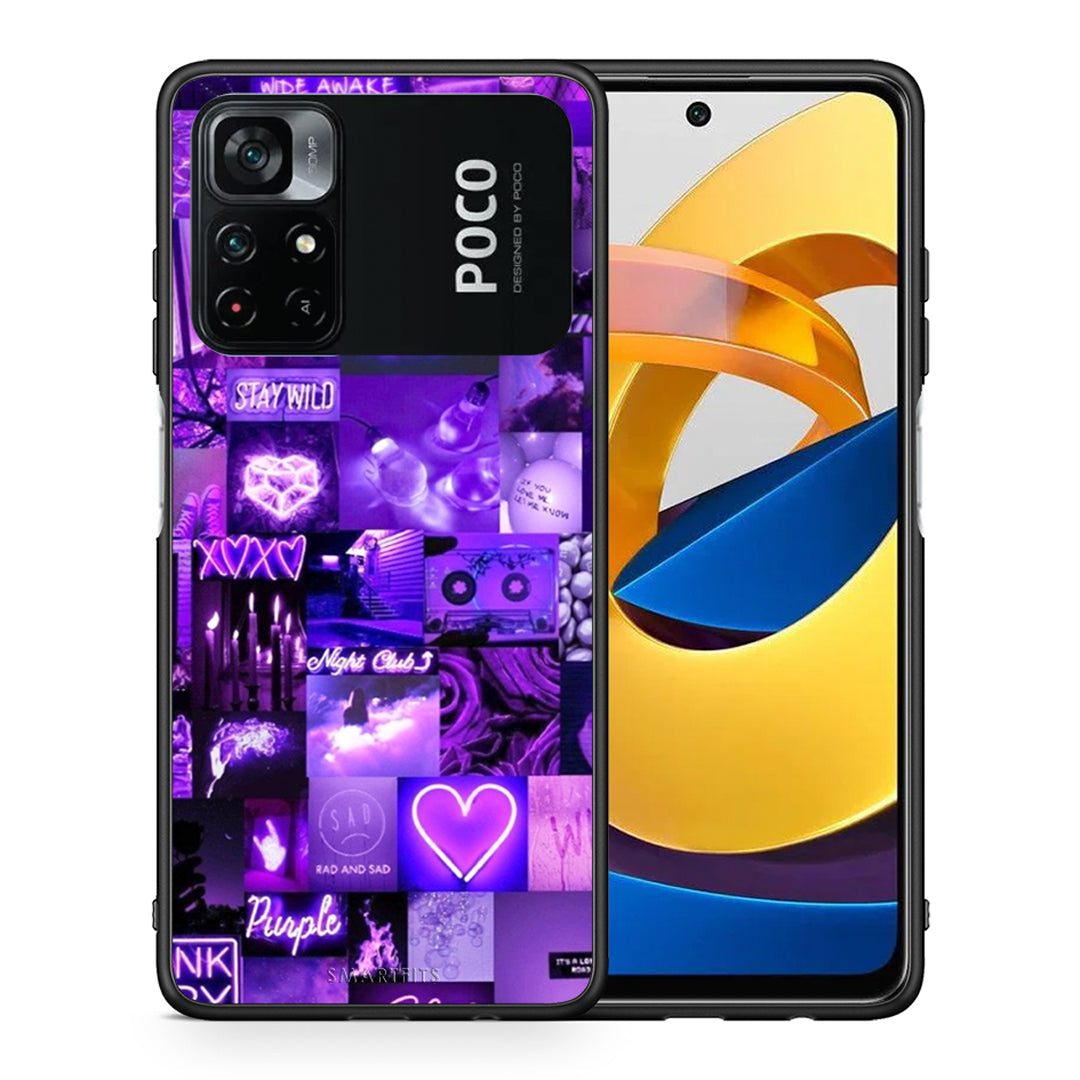 Θήκη Αγίου Βαλεντίνου Xiaomi Poco M4 Pro 4G Collage Stay Wild από τη Smartfits με σχέδιο στο πίσω μέρος και μαύρο περίβλημα | Xiaomi Poco M4 Pro 4G Collage Stay Wild case with colorful back and black bezels