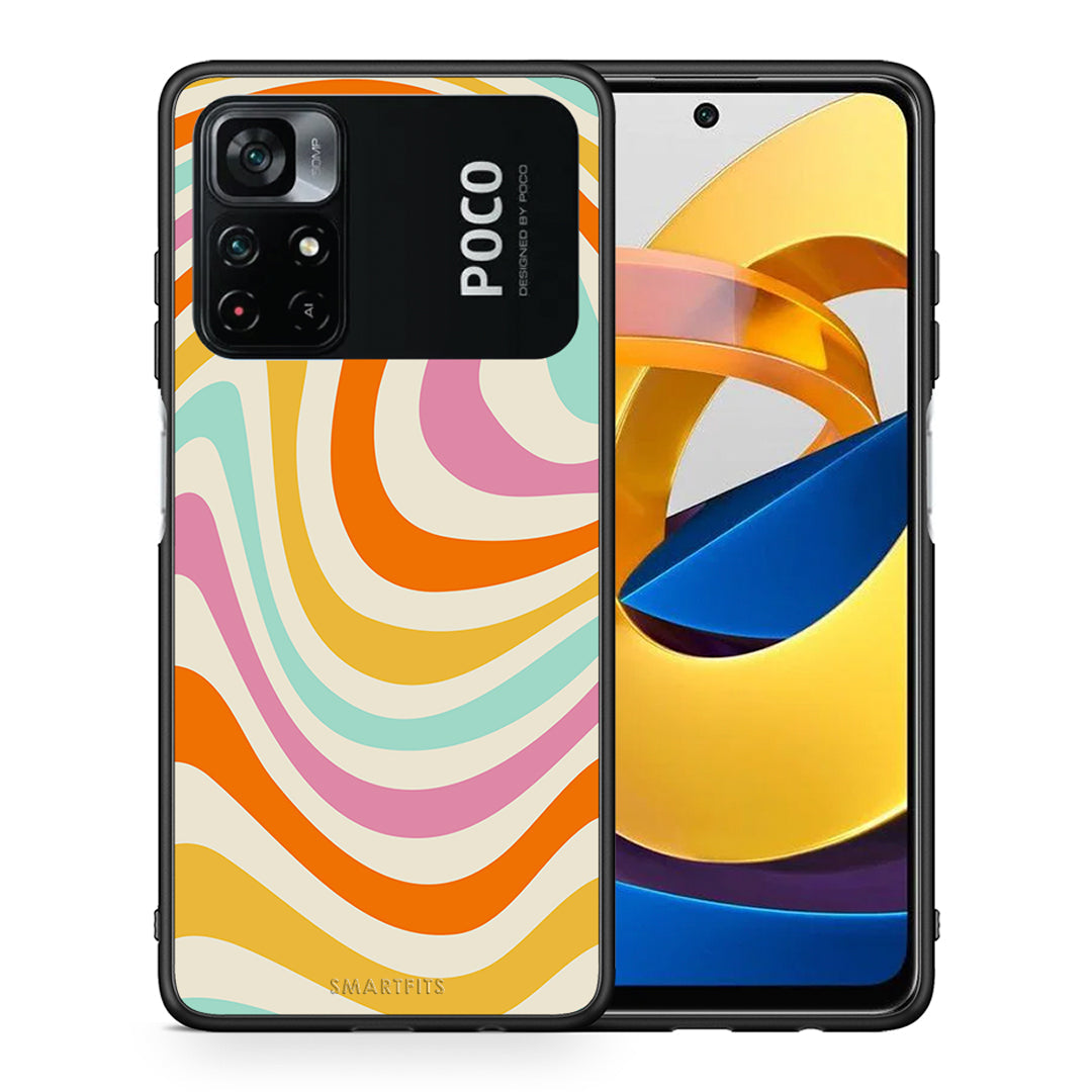 Θήκη Xiaomi Poco M4 Pro 4G Colourful Waves από τη Smartfits με σχέδιο στο πίσω μέρος και μαύρο περίβλημα | Xiaomi Poco M4 Pro 4G Colourful Waves case with colorful back and black bezels