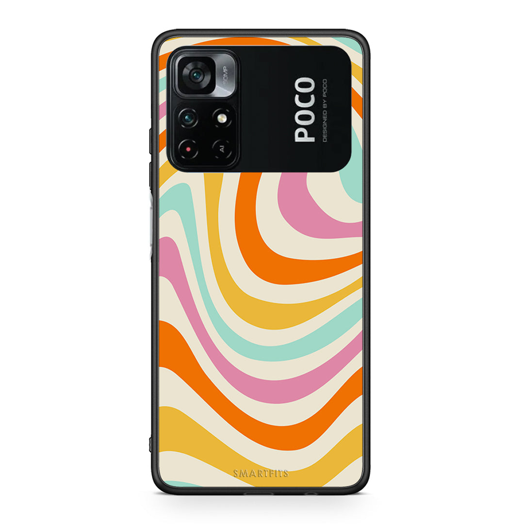 Xiaomi Poco M4 Pro 4G Colourful Waves θήκη από τη Smartfits με σχέδιο στο πίσω μέρος και μαύρο περίβλημα | Smartphone case with colorful back and black bezels by Smartfits