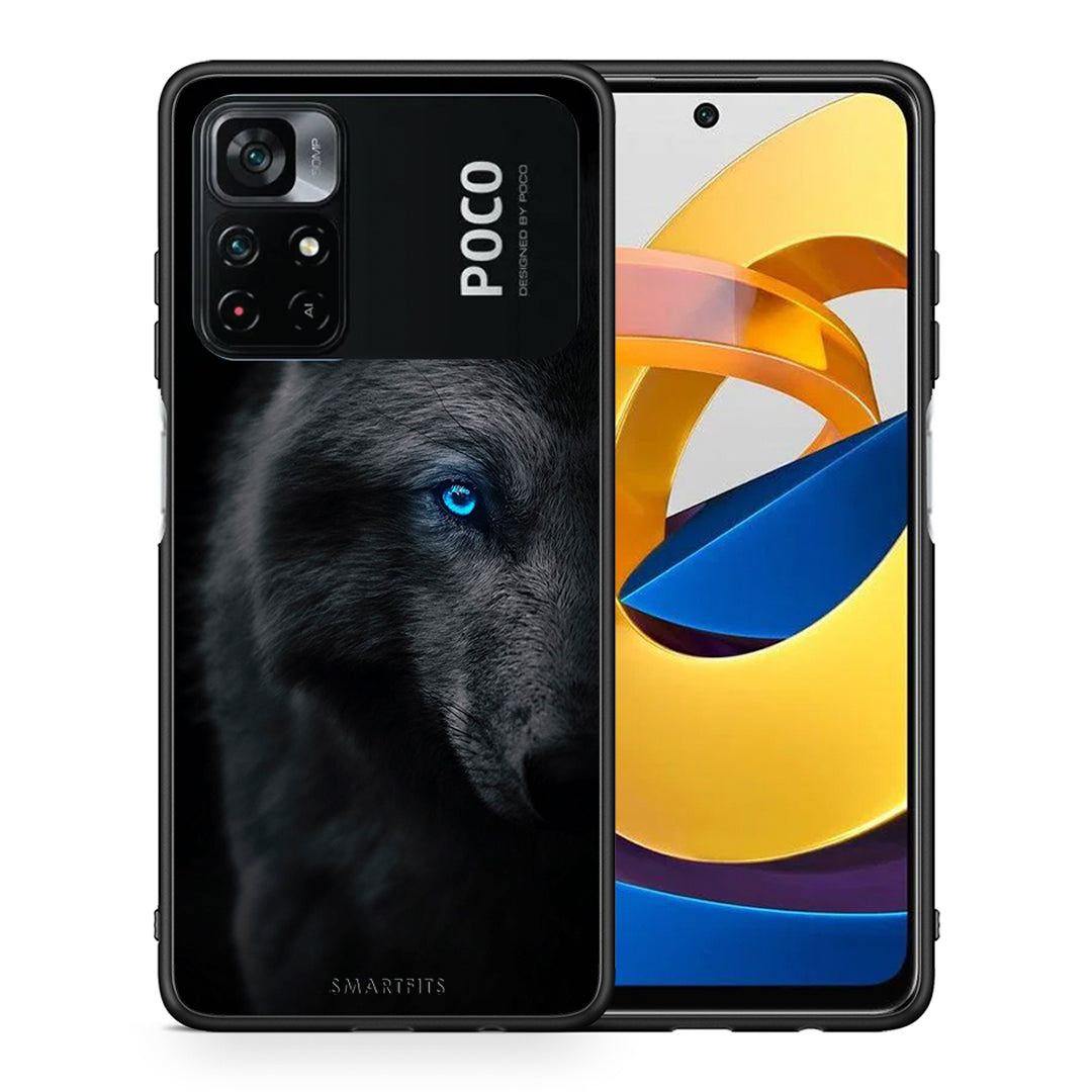 Θήκη Xiaomi Poco M4 Pro 4G Dark Wolf από τη Smartfits με σχέδιο στο πίσω μέρος και μαύρο περίβλημα | Xiaomi Poco M4 Pro 4G Dark Wolf case with colorful back and black bezels
