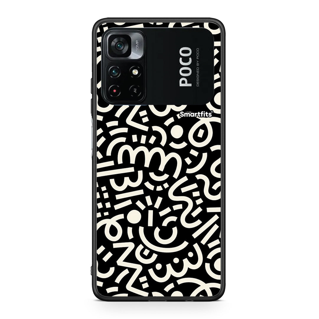 Xiaomi Poco M4 Pro 4G Doodle Art Θήκη από τη Smartfits με σχέδιο στο πίσω μέρος και μαύρο περίβλημα | Smartphone case with colorful back and black bezels by Smartfits