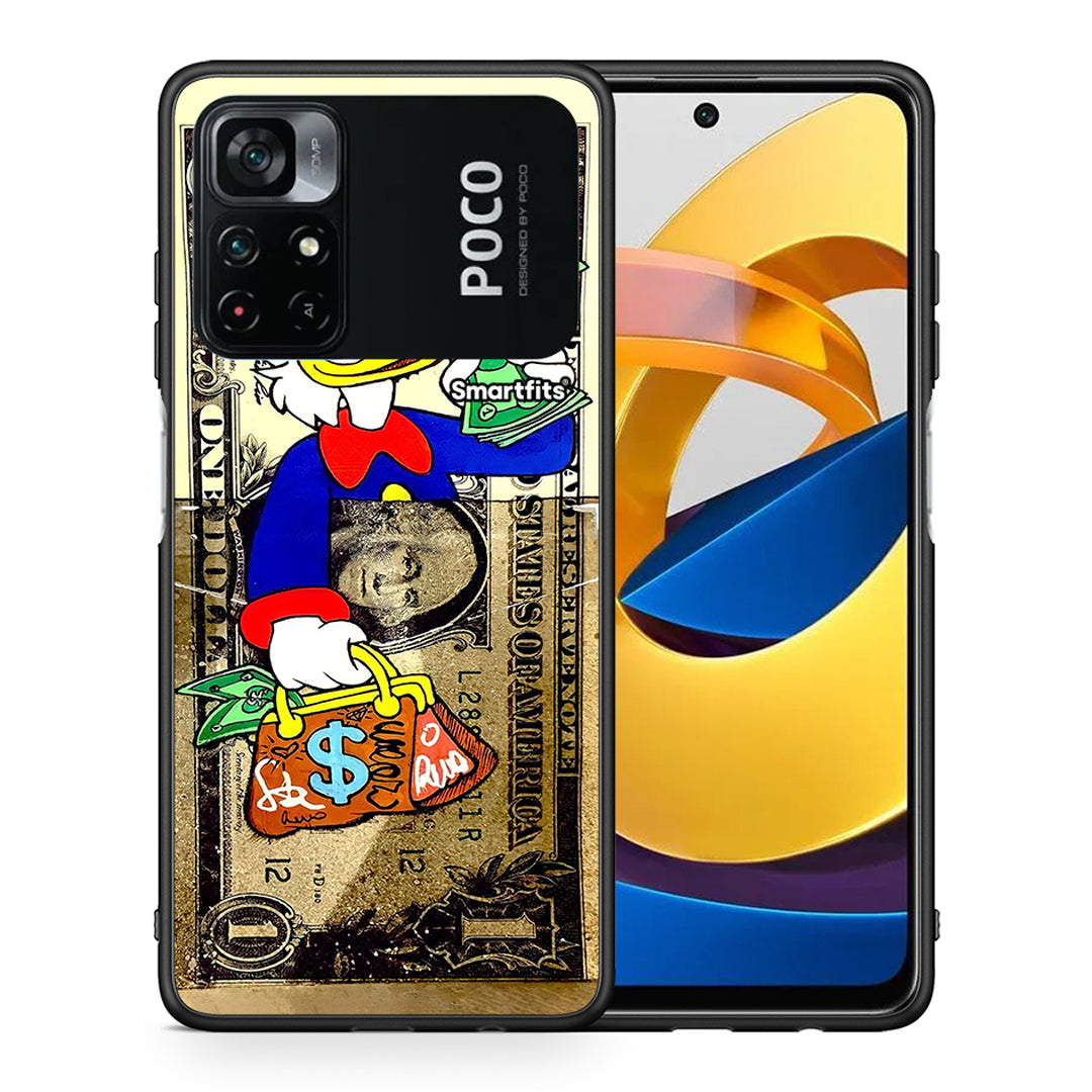 Θήκη Xiaomi Poco M4 Pro 4G Duck Money από τη Smartfits με σχέδιο στο πίσω μέρος και μαύρο περίβλημα | Xiaomi Poco M4 Pro 4G Duck Money case with colorful back and black bezels