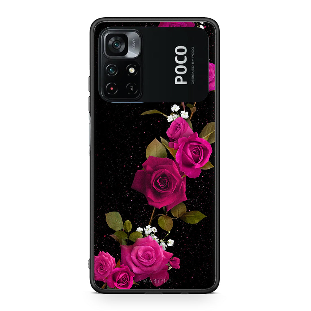 4 - Xiaomi Poco M4 Pro 4G Red Roses Flower case, cover, bumper
