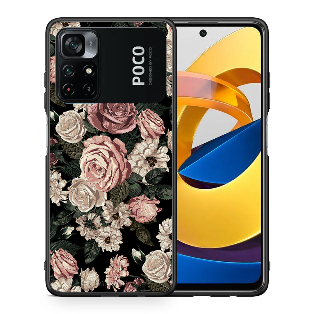 Θήκη Xiaomi Poco M4 Pro 4G Wild Roses Flower από τη Smartfits με σχέδιο στο πίσω μέρος και μαύρο περίβλημα | Xiaomi Poco M4 Pro 4G Wild Roses Flower case with colorful back and black bezels