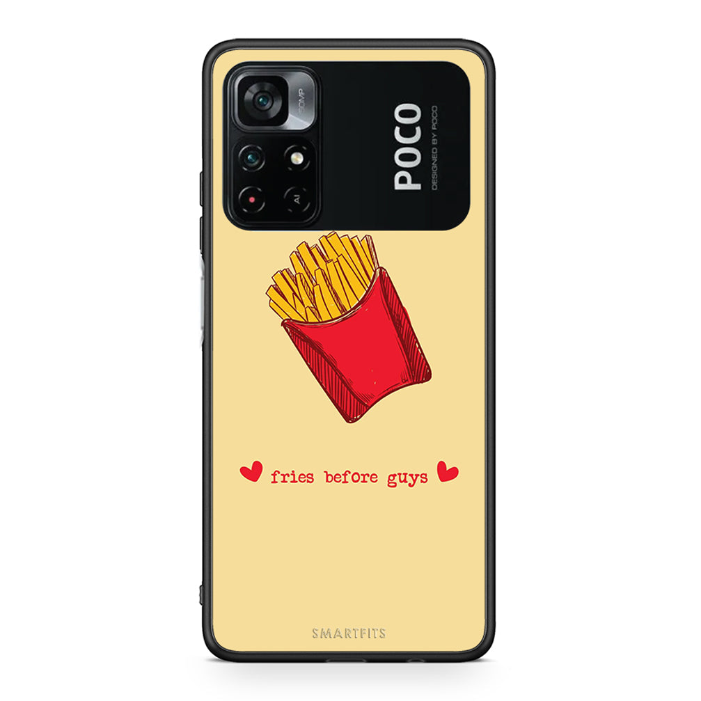 Xiaomi Poco M4 Pro 4G Fries Before Guys Θήκη Αγίου Βαλεντίνου από τη Smartfits με σχέδιο στο πίσω μέρος και μαύρο περίβλημα | Smartphone case with colorful back and black bezels by Smartfits