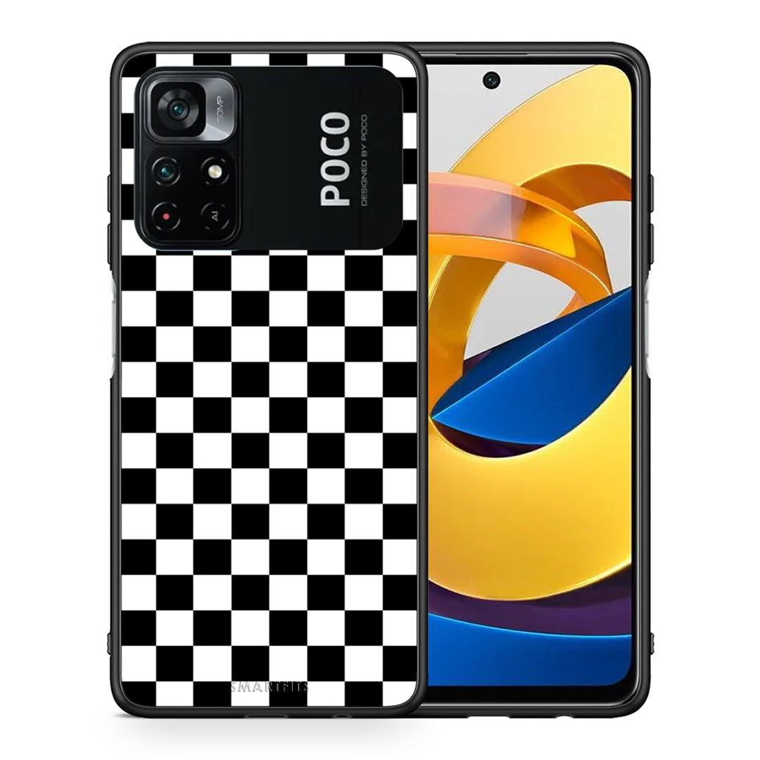 Θήκη Xiaomi Poco M4 Pro 4G Squares Geometric από τη Smartfits με σχέδιο στο πίσω μέρος και μαύρο περίβλημα | Xiaomi Poco M4 Pro 4G Squares Geometric case with colorful back and black bezels