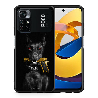 Θήκη Αγίου Βαλεντίνου Xiaomi Poco M4 Pro 4G Golden Gun από τη Smartfits με σχέδιο στο πίσω μέρος και μαύρο περίβλημα | Xiaomi Poco M4 Pro 4G Golden Gun case with colorful back and black bezels