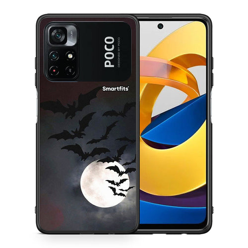 Θήκη Xiaomi Poco M4 Pro 4G Halloween Bat Night από τη Smartfits με σχέδιο στο πίσω μέρος και μαύρο περίβλημα | Xiaomi Poco M4 Pro 4G Halloween Bat Night case with colorful back and black bezels