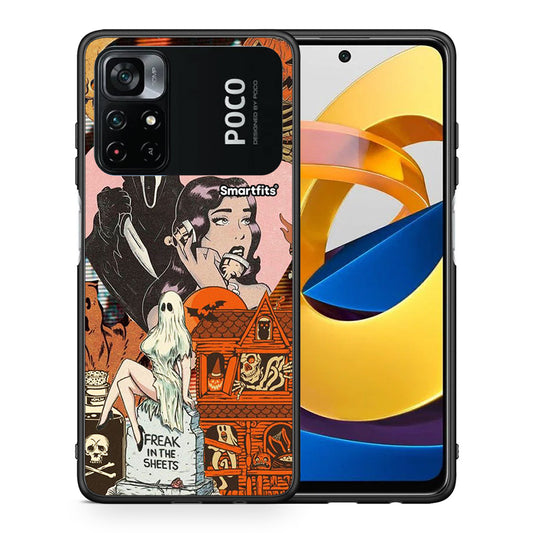 Θήκη Xiaomi Poco M4 Pro 4G Halloween Collage από τη Smartfits με σχέδιο στο πίσω μέρος και μαύρο περίβλημα | Xiaomi Poco M4 Pro 4G Halloween Collage case with colorful back and black bezels