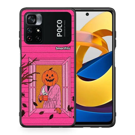 Θήκη Xiaomi Poco M4 Pro 4G Halloween Pumpkin Lady από τη Smartfits με σχέδιο στο πίσω μέρος και μαύρο περίβλημα | Xiaomi Poco M4 Pro 4G Halloween Pumpkin Lady case with colorful back and black bezels