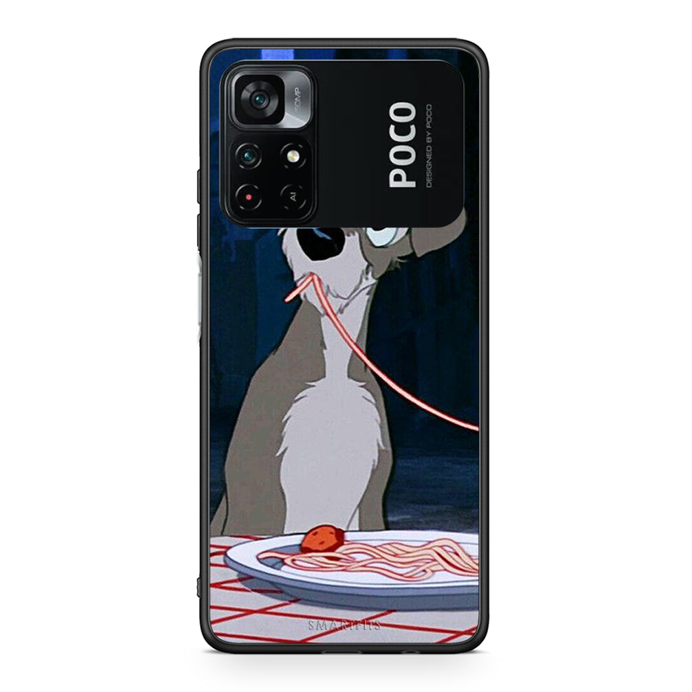 Xiaomi Poco M4 Pro 4G Lady And Tramp 1 Θήκη Αγίου Βαλεντίνου από τη Smartfits με σχέδιο στο πίσω μέρος και μαύρο περίβλημα | Smartphone case with colorful back and black bezels by Smartfits