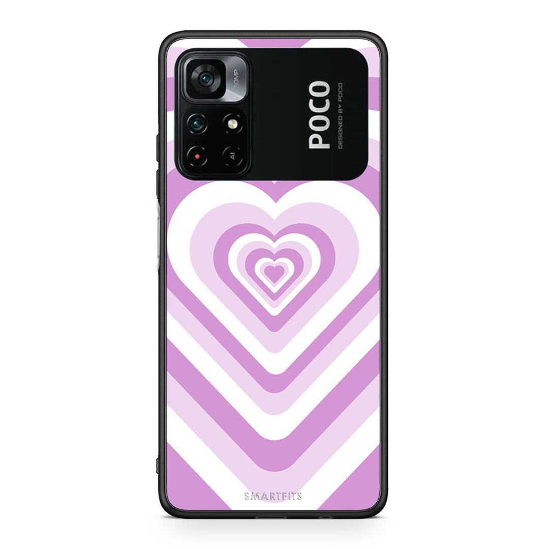 Xiaomi Poco M4 Pro 4G Lilac Hearts θήκη από τη Smartfits με σχέδιο στο πίσω μέρος και μαύρο περίβλημα | Smartphone case with colorful back and black bezels by Smartfits