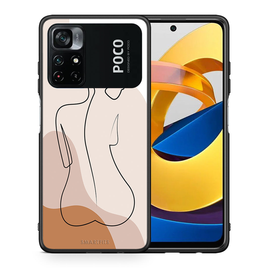 Θήκη Xiaomi Poco M4 Pro 4G LineArt Woman από τη Smartfits με σχέδιο στο πίσω μέρος και μαύρο περίβλημα | Xiaomi Poco M4 Pro 4G LineArt Woman case with colorful back and black bezels