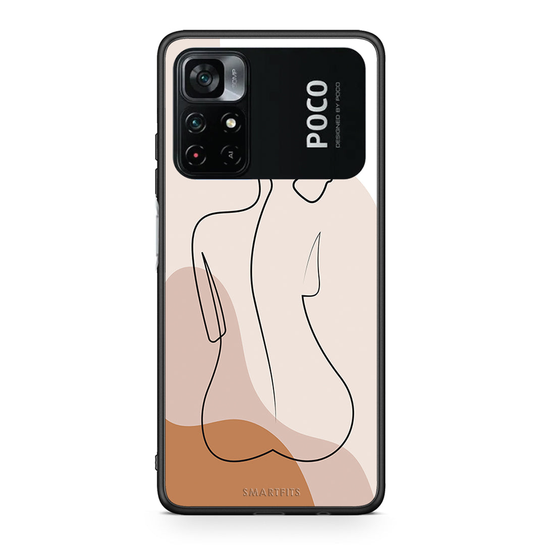 Xiaomi Poco M4 Pro 4G LineArt Woman θήκη από τη Smartfits με σχέδιο στο πίσω μέρος και μαύρο περίβλημα | Smartphone case with colorful back and black bezels by Smartfits