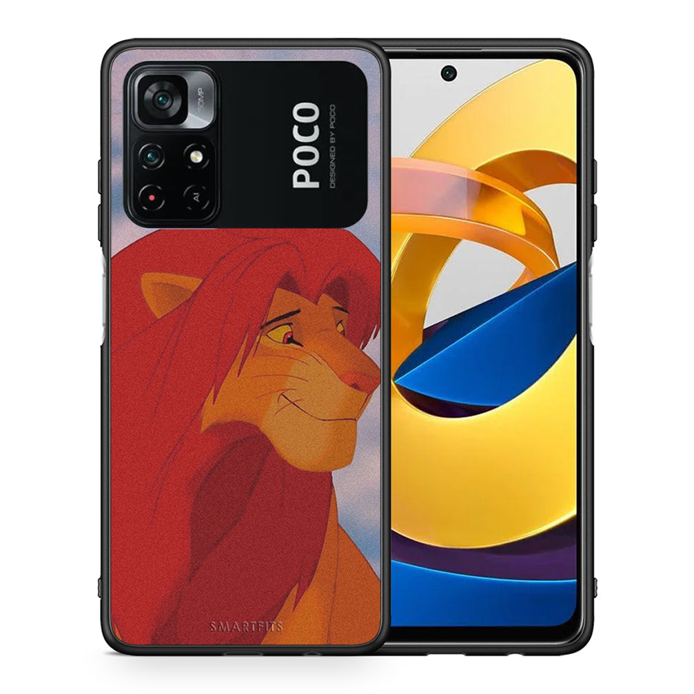 Θήκη Αγίου Βαλεντίνου Xiaomi Poco M4 Pro 4G Lion Love 1 από τη Smartfits με σχέδιο στο πίσω μέρος και μαύρο περίβλημα | Xiaomi Poco M4 Pro 4G Lion Love 1 case with colorful back and black bezels