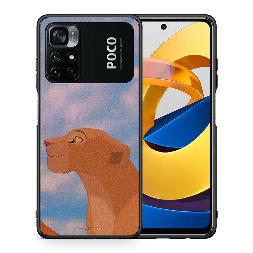 Θήκη Αγίου Βαλεντίνου Xiaomi Poco M4 Pro 4G Lion Love 2 από τη Smartfits με σχέδιο στο πίσω μέρος και μαύρο περίβλημα | Xiaomi Poco M4 Pro 4G Lion Love 2 case with colorful back and black bezels