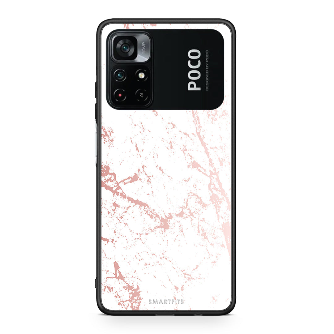 116 - Xiaomi Poco M4 Pro 4G Pink Splash Marble case, cover, bumper