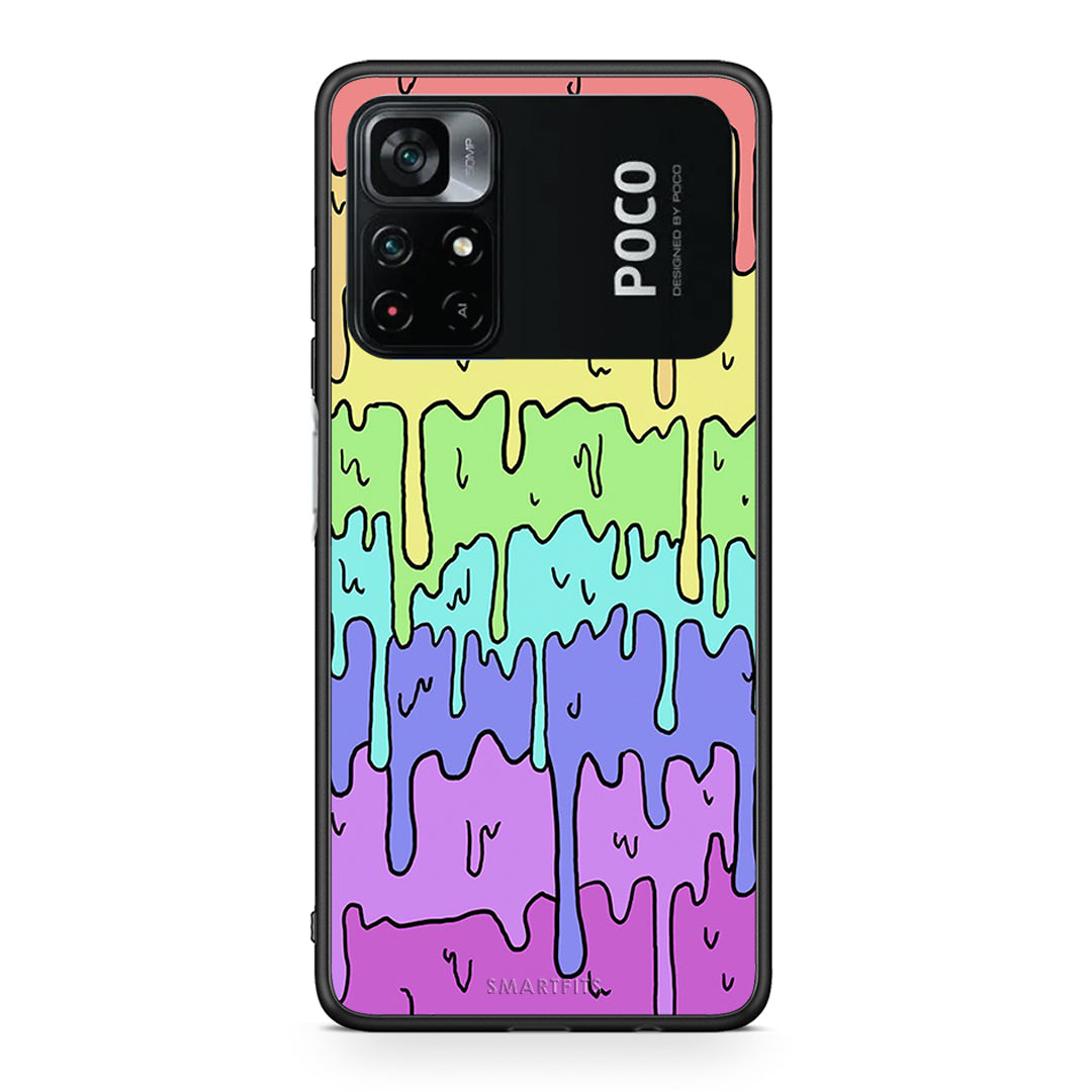 Xiaomi Poco M4 Pro 4G Melting Rainbow θήκη από τη Smartfits με σχέδιο στο πίσω μέρος και μαύρο περίβλημα | Smartphone case with colorful back and black bezels by Smartfits